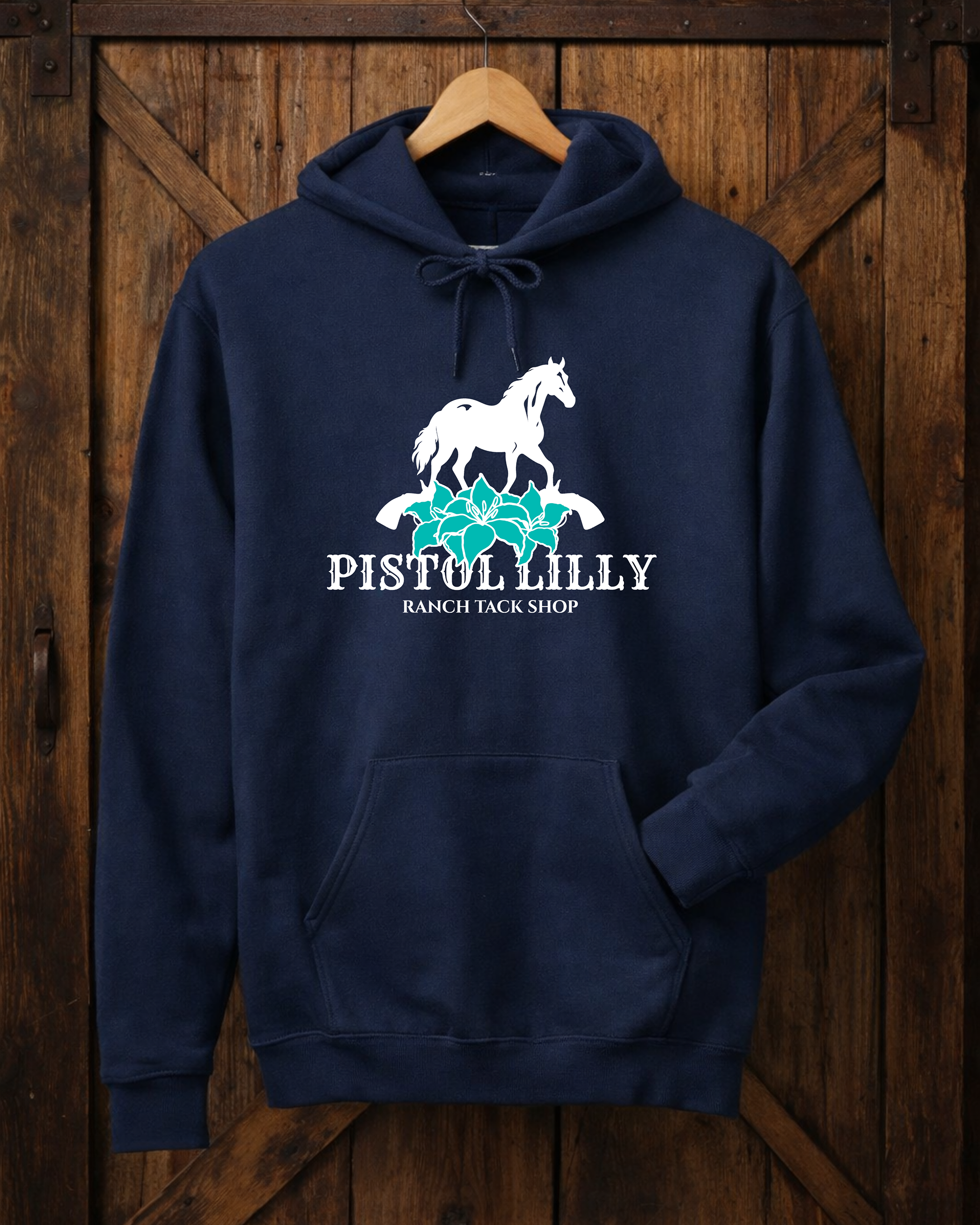Navy PLR Horse Teal Lilly Hoodie