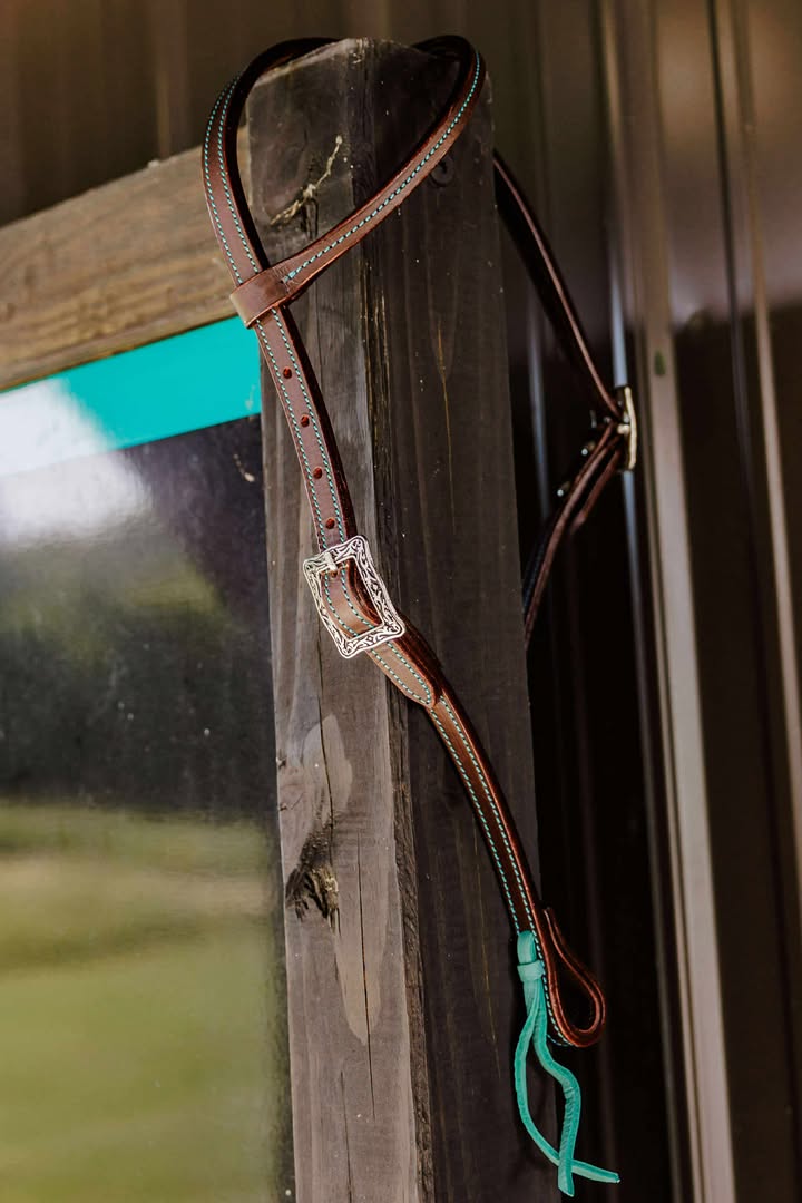 PLR One Ear Headstall Tie End Colored Stitching