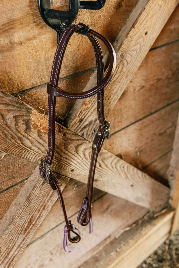 PLR One Ear Headstall Tie End Colored Stitching