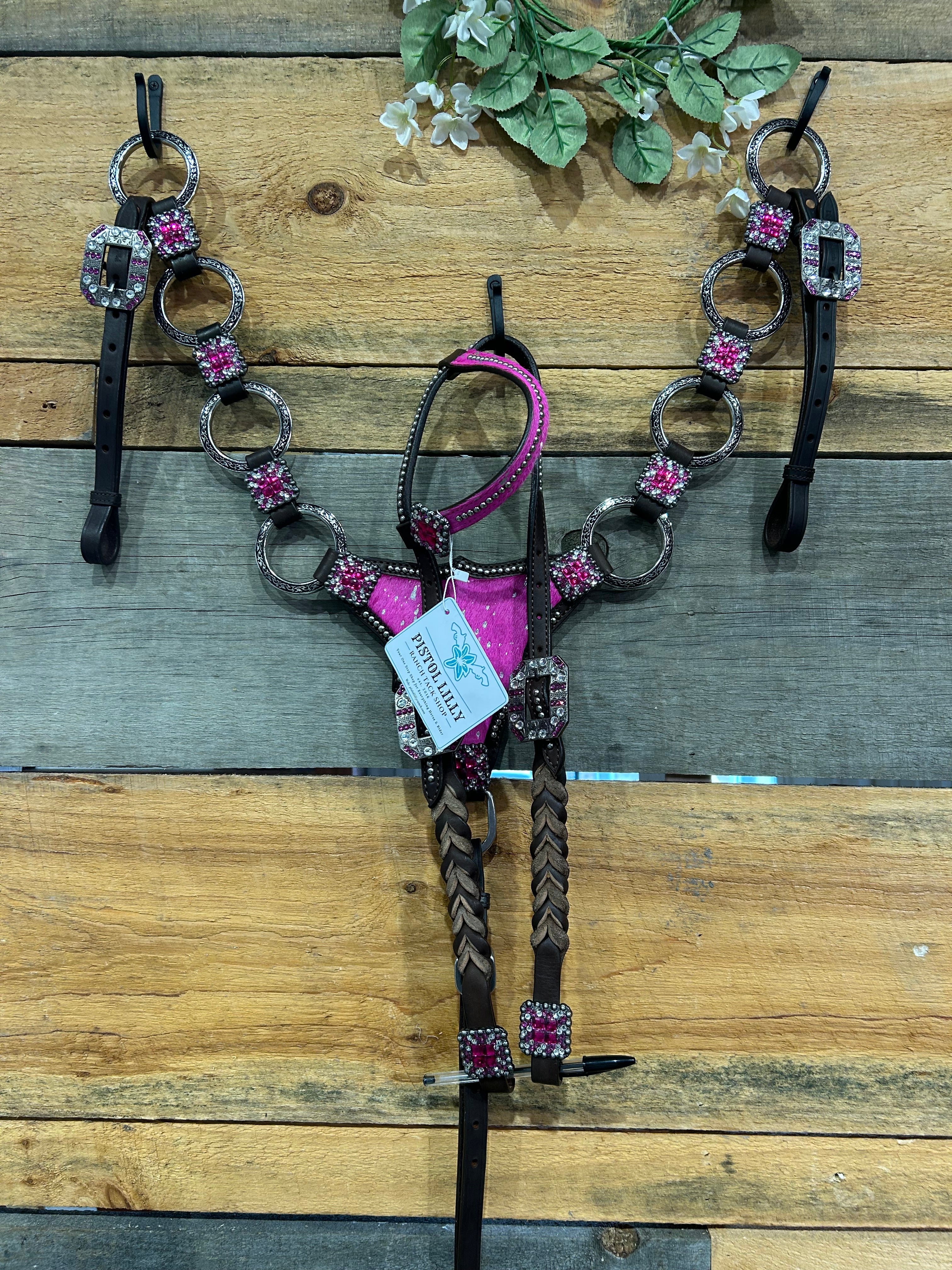 PLR Pink Cowhide Cowgirl Tack Set