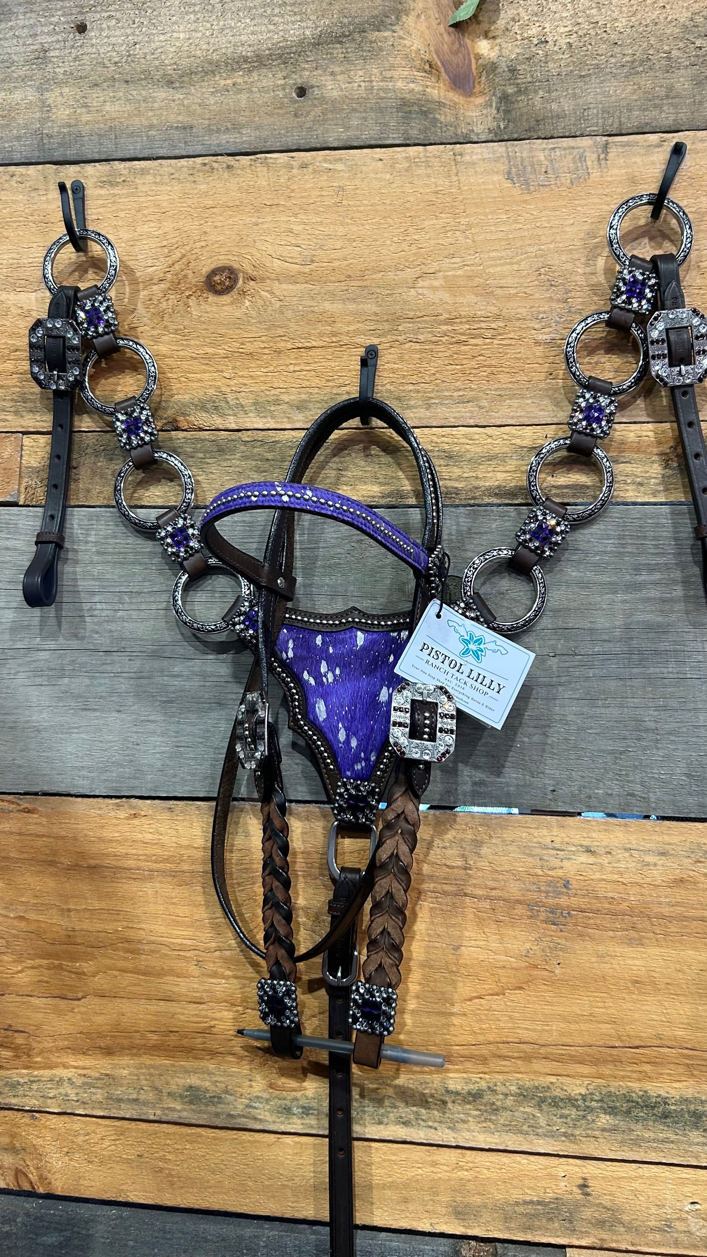 PLR Purple Dust Cowhide Tack Set
