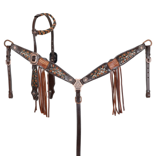 Showman Limited Edition Western Stitch One Ear Headstall and Breastcollar Set