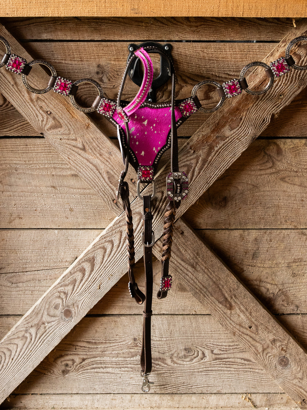 PLR Pink Cowhide Cowgirl Tack Set