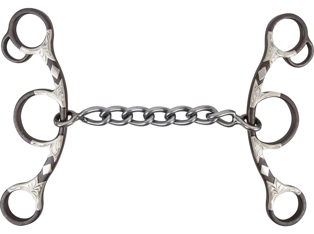 Classic Equine Long Shank Gag Barrel Bit With Chain