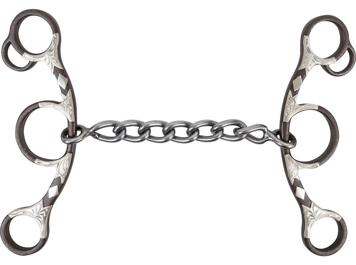 Classic Equine Long Shank Gag Barrel Bit With Chain