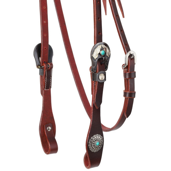Showman Turquoise Halo Browband Headstall