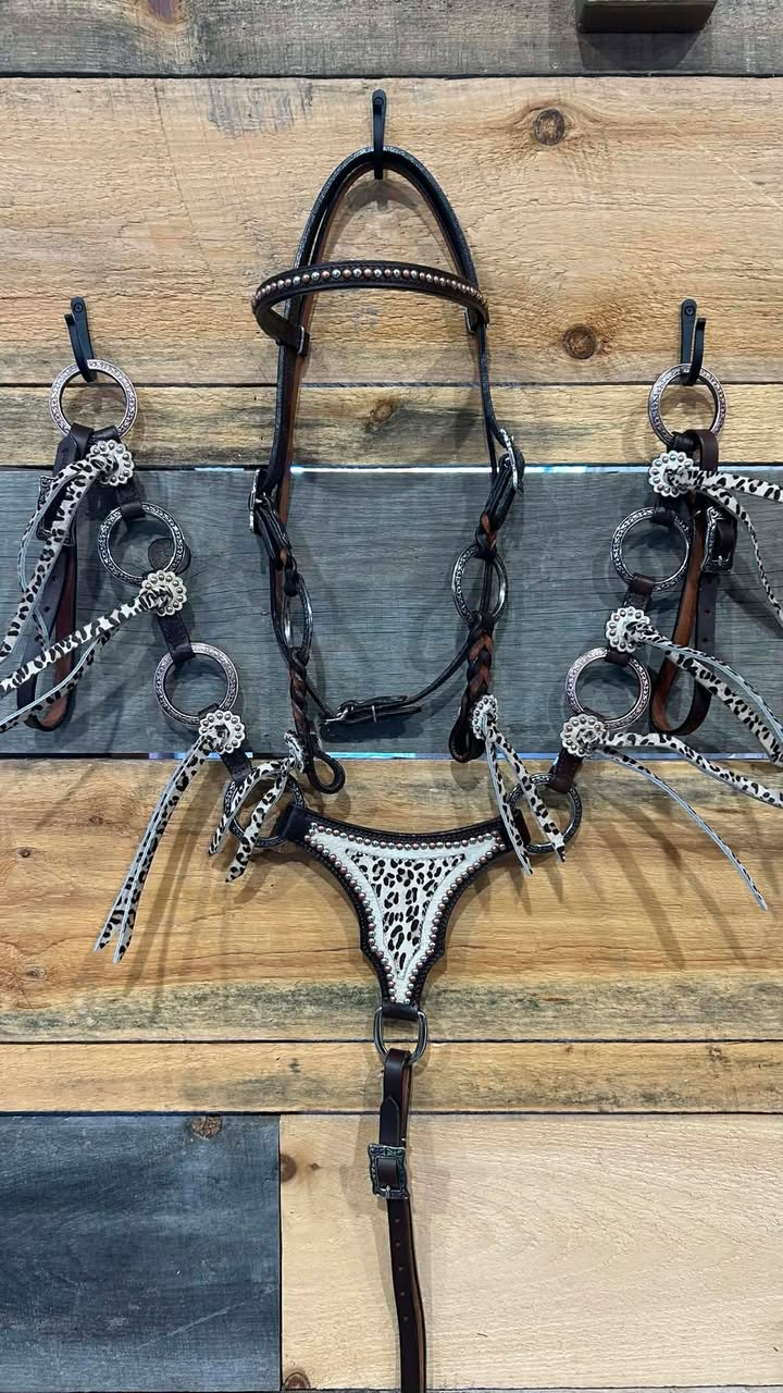 PLR Leopard Cowhide Tack Set
