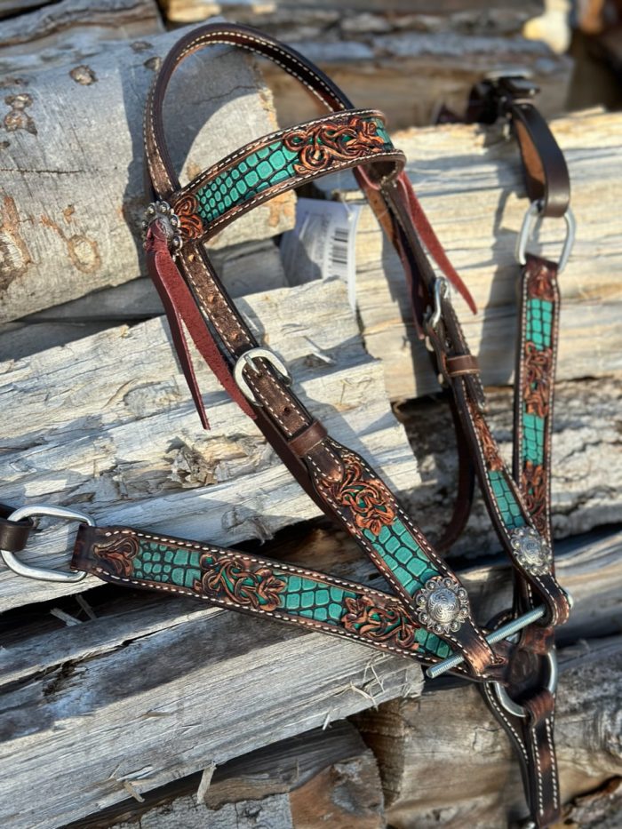 Circle Y Filigree Turquoise Gator Headstall
