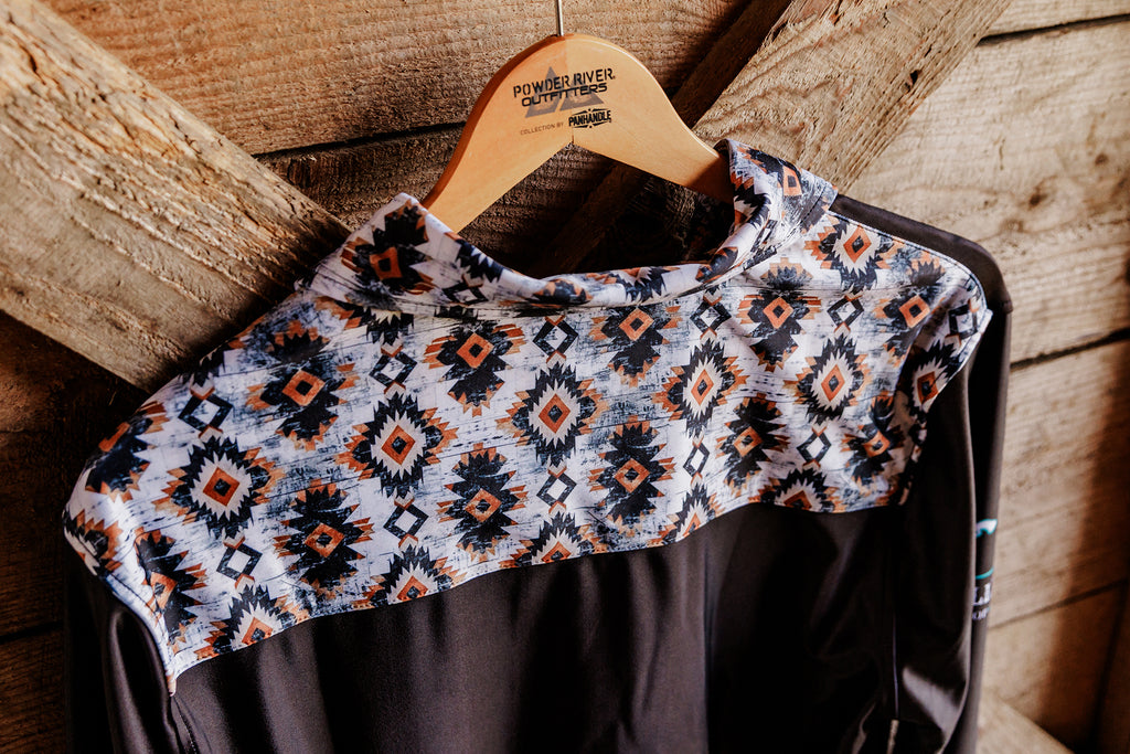 PLR Rodeo Shirt Rust Aztec Print