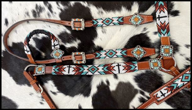 Showman Beaded Cross & Southwest Design 4 Piece Set